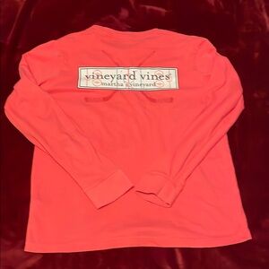 Vineyard Vines Kids Bright Coral Long Sleeve Tee Hockey Nice Medium Boys